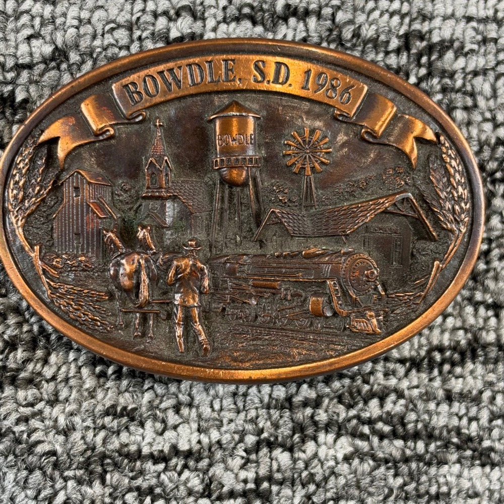 Vintage 1986 Bowdle South Dakota Belt Buckle Zenith Train Limited 220 of 250